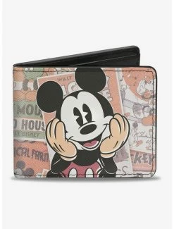 Cheapest π Disney Mickey Mouse Classic Sitting Pose Close Up Comics Bi-Fold Wallet π