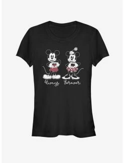 Best Pirce 🛒 Disney Mickey Mouse And Minnie Mouse Always Forever 👧 Girls T-Shirt 💯