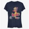 Discount 💯 Disney Donald Duck Plaid Outline Classic 👧 Girls T-Shirt ❤️