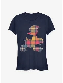 Discount 💯 Disney Donald Duck Plaid Outline Classic 👧 Girls T-Shirt ❤️