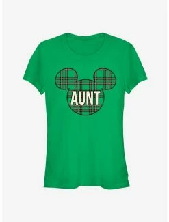 Cheap 🎉 Disney Mickey Mouse Head Plaid Aunt Classic 👧 Girls T-Shirt ✔️