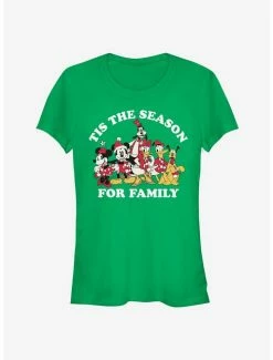 Best Pirce ⭐ Disney Mickey Mouse Crew Tis The Season For Family Classic 👧 Girls T-Shirt 🤩