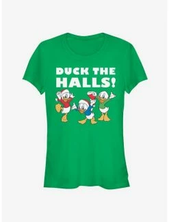 Discount 🔥 Disney Huey, Dewey, And Louie Holiday Duck The Halls! Classic 👧 Girls T-Shirt 😍