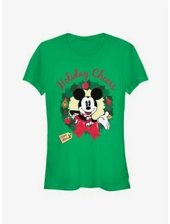 New ✨ Disney Mickey Mouse Holiday Cheers Wreath Classic 👧 Girls T-Shirt 🥰