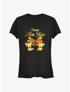 Hot Sale 😀 Disney Mickey Mouse And Minnie Mouse Kissing Happy New Year Classic 👧 Girls T-Shirt 🔔