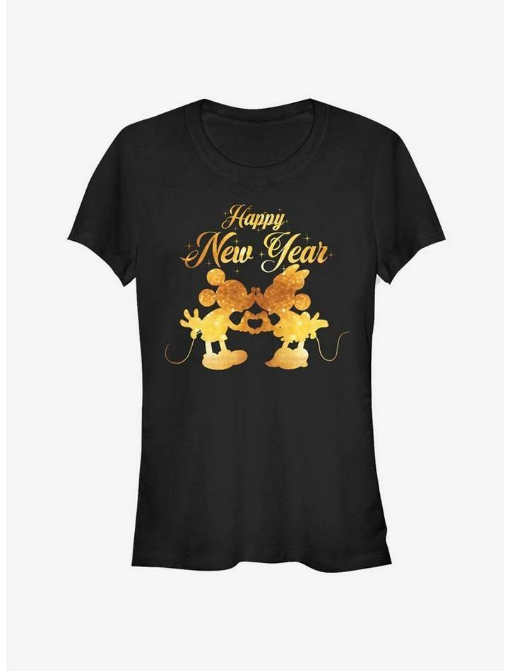 Hot Sale π Disney Mickey Mouse And Minnie Mouse Kissing Happy New Year Classic π§ Girls T-Shirt π