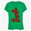 Best Sale ✨ Disney Mickey Mouse Holiday Plaid Outline Classic 👧 Girls T-Shirt 😍