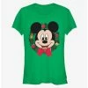 Cheap 🔥 Disney Mickey Mouse Face Holiday Wreath Classic 👧 Girls T-Shirt 😍