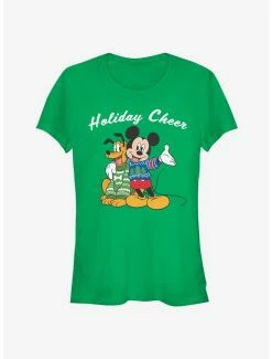 Promo 😍 Disney Mickey Mouse And Pluto Holiday Cheer Classic 👧 Girls T-Shirt 👏