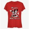 Cheap 🤩 Disney Mickey Mouse And Minnie Mouse Happy Holidays Classic 👧 Girls T-Shirt ❤️