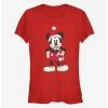 Discount 🎁 Disney Mickey Mouse 🎁 Christmas Santa Hat Classic 👧 Girls T-Shirt ❤️