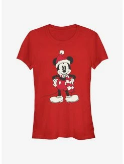 Discount 🎁 Disney Mickey Mouse 🎁 Christmas Santa Hat Classic 👧 Girls T-Shirt ❤️