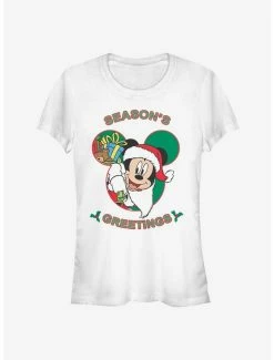 Best Pirce 🎉 Disney Mickey Mouse Holiday Season's Greetings Classic 👧 Girls T-Shirt ✔️
