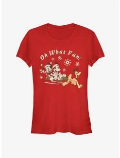 Brand new 🌟 Disney Mickey Mouse And Minnie Mouse Holiday Oh What Fun! Classic 👧 Girls T-Shirt ⭐