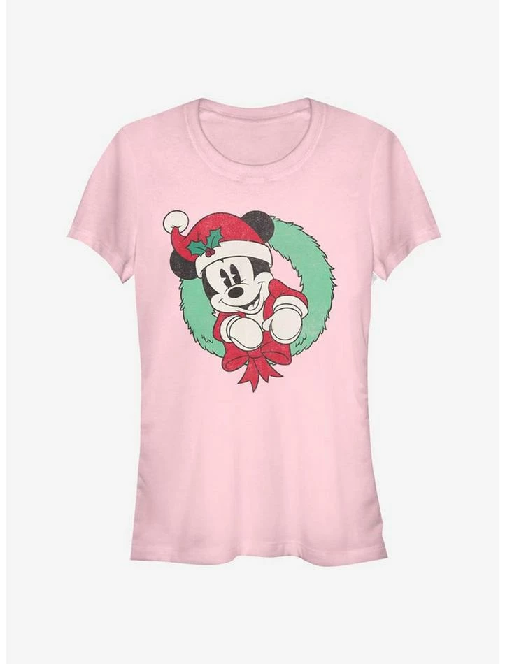 Budget βοΈ Disney Mickey Mouse Vintage π Christmas Wreath Classic π§ Girls T-Shirt π