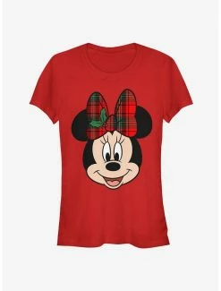 Buy 👏 Disney Minnie Mouse Plaid Holiday Bow Classic 👧 Girls T-Shirt 😀