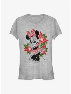 Cheap 😍 Disney Minnie Mouse Holiday Poinsettia Classic 👧 Girls T-Shirt 😍