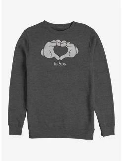 Outlet 🎁 Disney Mickey Mouse Glove Heart Crew Sweatshirt 🥰