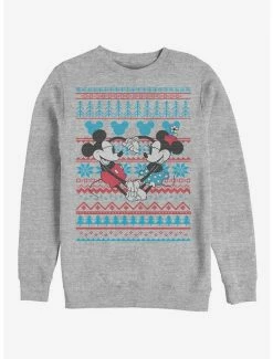 Coupon ✔️ Disney Mickey Mouse Holiday Mickey & Minnie Sweater Crew Sweatshirt ✨