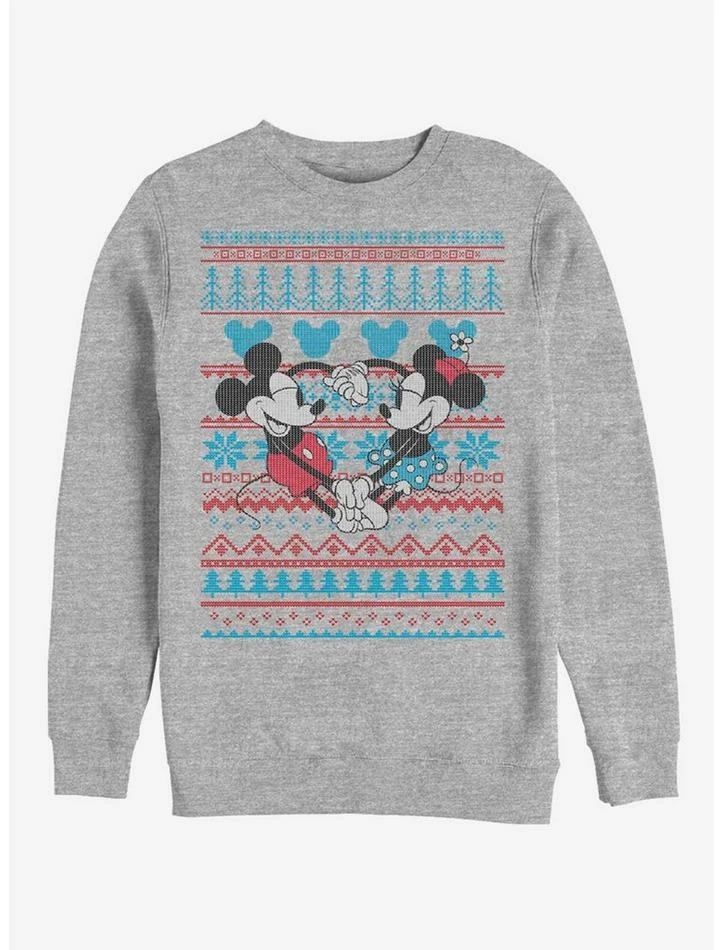 Coupon ✔️ Disney Mickey Mouse Holiday Mickey & Minnie Sweater Crew Sweatshirt ✨