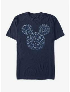 Buy 🎉 Disney Mickey Mouse Holiday Mickey Ear Snowflakes T-Shirt 🧨