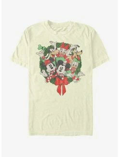 Promo 🎉 Disney Mickey Mouse Holiday Mickey Friends Wreath T-Shirt ⌛