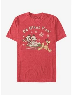 Best Pirce 👏 Disney Mickey Mouse Holiday Sled 🐶 Dog Group T-Shirt 😍