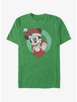 Outlet 😀 Disney Mickey Mouse Holiday Vintage Mickey Wreath T-Shirt 🔔