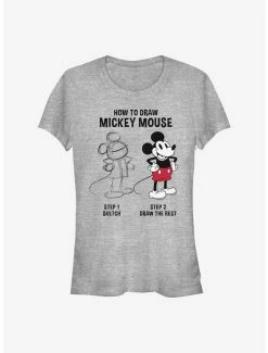 Promo 💯 Disney Mickey Mouse Mickey Drawing 👧 Girls T-Shirt 👏