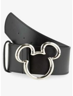Best Sale ⭐ Disney Mickey Mouse Ears Silver Buckle Vegan Leather Belt ⌛