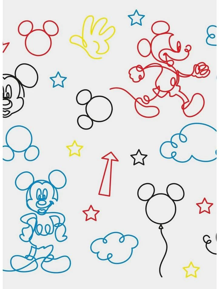 Outlet β€οΈ Disney Mickey Mouse Red And Yellow Line Art Peel & Stick Wallpaper π