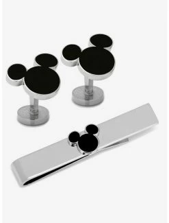 Promo 🔔 Disney Mickey Mouse Silhouette Cufflinks and Tie Bar Set ⭐