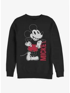 New 👏 Disney Mickey Mouse Mickey Leaning Crew Sweatshirt 🌟