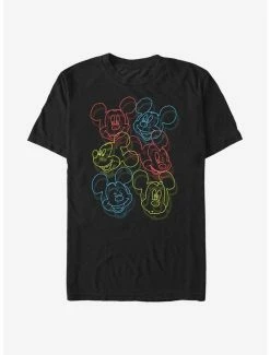 Hot Sale ⌛ Disney Mickey Mouse Neon Heads T-Shirt 🧨