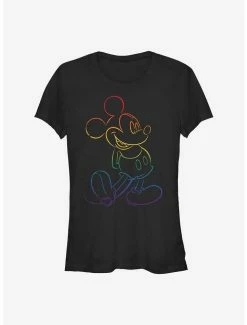 Best Pirce 🔔 Disney Mickey Mouse Outline Rainbow Pride T-Shirt 🤩