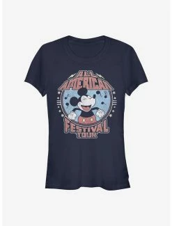 Discount ✔️ Disney Mickey Mouse All American Festival Tour 👧 Girls T-Shirt 🤩