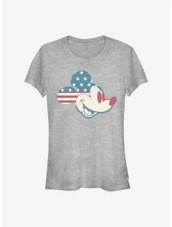 Discount ⭐ Disney Mickey Mouse America Flag 👧 Girls T-Shirt 🧨