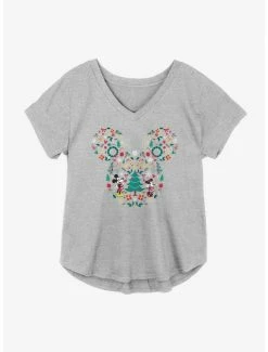 Promo 🎁 Disney Mickey Mouse Holiday Icons 👧 Girls Plus Size T-Shirt 🔔