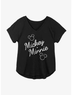 Brand new ⭐ Disney Mickey Mouse And Minnie Mouse Signed Together 👧 Girls Plus Size T-Shirt ❤️