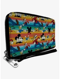 Cheap ⭐ Disney Mickey Mouse And Friends Fab Four Stripe Zip Around Wallet 🤩