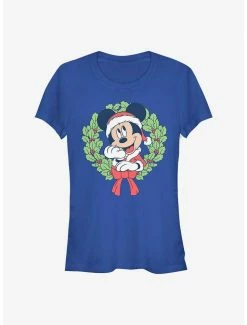 Cheap ❤️ Disney Mickey Mouse Mickey 🔔 Christmas Wreath 👧 Girls T-Shirt ✔️