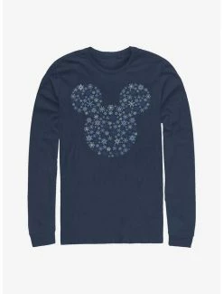 Best Pirce 🤩 Disney Mickey Mouse Mickey Ear Snowflakes Long-Sleeve T-Shirt 🎁