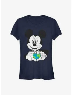 Deals 😍 Disney Mickey Mouse Mickey Earth Heart 👧 Girls T-Shirt 🛒
