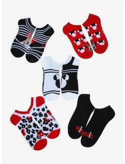 Discount ✨ Disney Minnie Mouse Red & Black No-Show 🧦 Socks 5 Pair 🔥