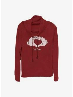 Promo 😀 Disney Mickey Mouse Glove Heart 👧 Girls Cowl Neck Long Sleeve Top ⌛