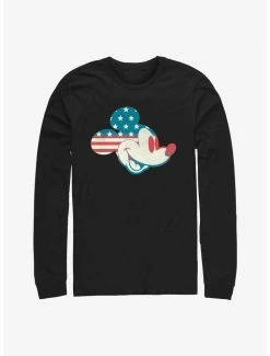 Promo 💯 Disney Mickey Mouse Americana Flag Fill Long-Sleeve T-Shirt 🤩
