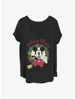 Hot Sale 👍 Disney Mickey Mouse Holiday Cheer Mom 👧 Girls T-Shirt Plus Size 🤩