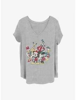 New 🎁 Disney Mickey Mouse Holiday Group 👧 Girls T-Shirt Plus Size 🌟