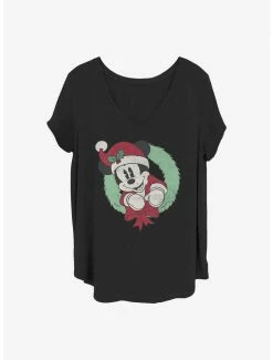 Deals 🔥 Disney Mickey Mouse Mickey Wreath 👧 Girls T-Shirt Plus Size ✔️