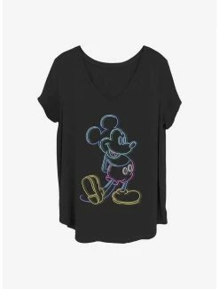 Brand new ⌛ Disney Mickey Mouse Neon Mickey 👧 Girls T-Shirt Plus Size 🧨